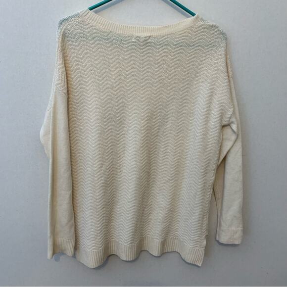 JOIE Wool Cashmere Cream Chevron Pattern Soft Sweater - Picture 4 of 8